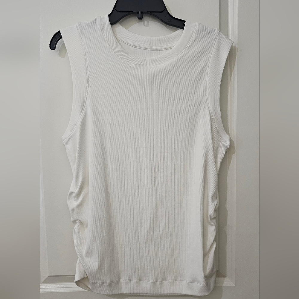 White House Black Market White Ribbed Stretch Tank Top